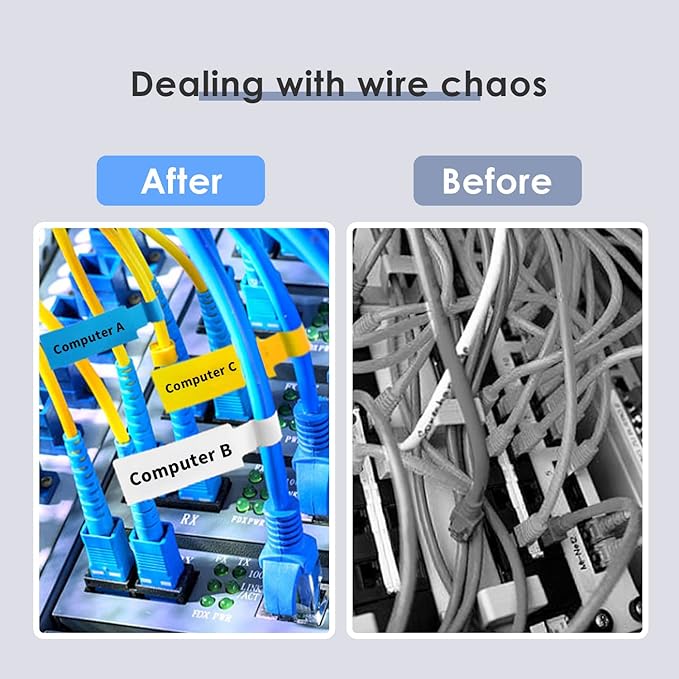 16 Sheet 480 Pcs Cable Labels - Colorful Waterproof Cord Tags for Electronics, Self-Adhesive, Tear Resistant Wire Labels