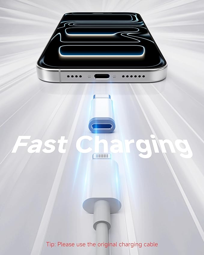 Lightning to USB C Adapter 2 Pack - Fast Charging & Data Transfer USB Type C to Lightning Charger Connector Compatible with iPhone 15/16/17 Pro Max/Plus, Samsung, Pixel - (Not for Audio/OTG)-White