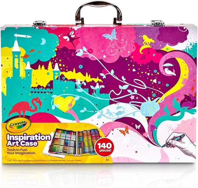 Crayola Inspiration Art Case Coloring Set - Tie-Dye (140ct), Art Supplies Set For Kids, Travel Drawing Kit, Holiday & Christmas Gift for Girls & Boys, Ages 5+ [Amazon Exclusive]