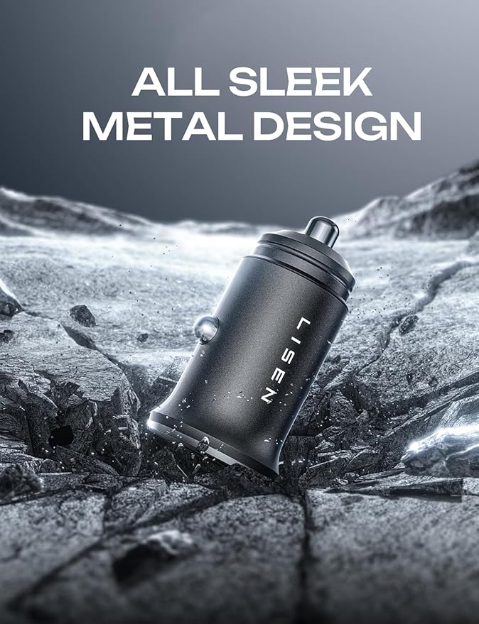LISEN 90W USB C Car Charger for iPhone 17 Car Charger 45W Fast Charging, 2-Port PD 45W & QC 3.0 Cigarette Lighter USB Charger [All Metal&Mini] for iPhone 17 Air/16/15/14/13 Pro,Samsung Galaxy S26/S25