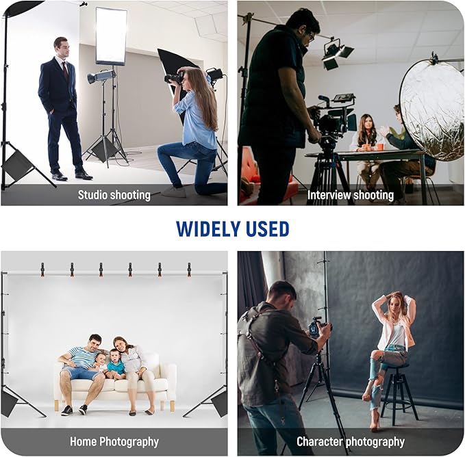 NEEWER 8.5x10ft Adjustable Backdrop Stand Kit, Photography Background Support System with 4 Crossbars, 6 Spring Clamps, 6 Backdrop Clips, 2 Sandbags, and Carrying Bag for Photo Video Party Ceremony