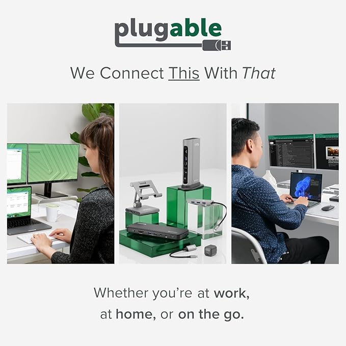 Plugable USB C Dock VESA Mount Compact with 85W Charging Thunderbolt 4/3 USB4 Compatible and Works with macOS, Windows, and ChromeOS Laptops (HDMI up to 4K@30Hz, Ethernet, 4X USB 3.0 Ports, USB-C PD)