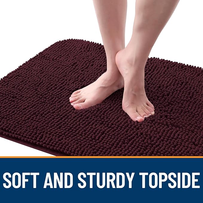 OLANLY Dog Door Mat for Muddy Paws 45x27, Absorbs Moisture and Dirt, Absorbent Non-Slip Washable Doormat, Quick Dry Chenille Mud Mat for Dogs, Entry Indoor Entryway Carpet for Inside Floor, Russet