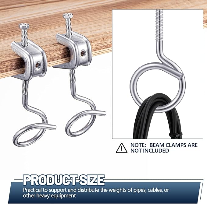 Yaocom 100 Pcs 1/4"-20 Machine Threaded Bridle Rings 1-1/4" Diameter Heavy Duty Bridle Wiring Rings Cable Hangers for Low Voltage Cable Pipe Management