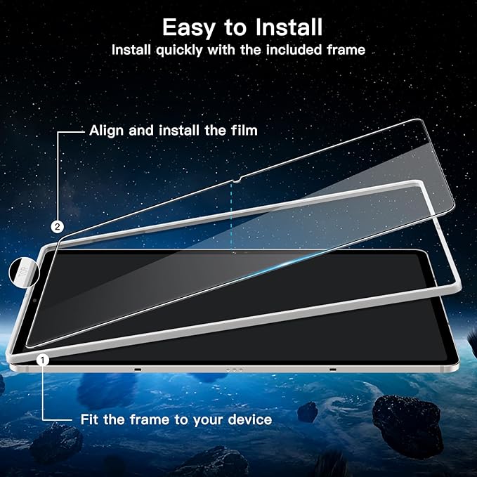JETech Screen Protector for Samsung Galaxy Tab S10 Plus 2024/Tab S9 Plus/Tab S9 FE Plus 2023 12.4-Inch, with Easy Installation Frame, Tempered Glass Film, HD Clear, 2-Pack