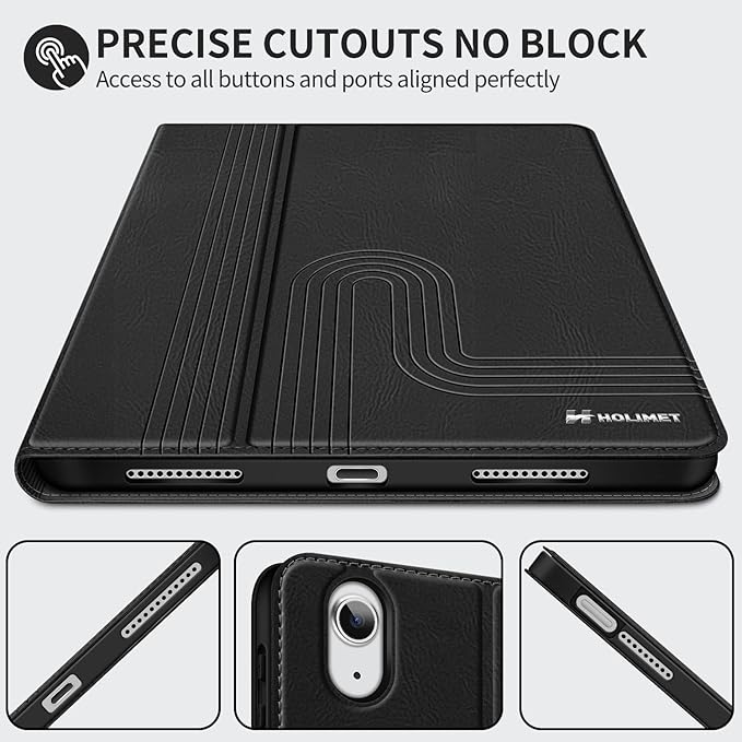 H HOLIMET Case for iPad Air 11" M3 (2025)/ M2 (2024)/ iPad Air 4th & 5th Generation10.9 Inch 2022/2020 Soft Back Shockproof Protective Cover with Pencil Holder Vegan Leather Auto Sleep/Wake
