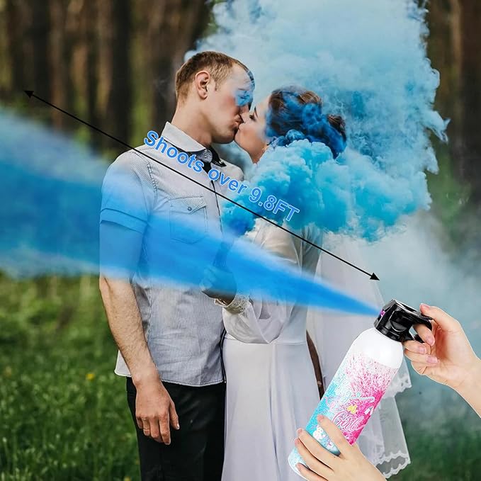 Large Gender Reveal Fire Extinguisher Color Blasters: 2 Pcs Blue Blaster Only for Baby Boy with Blue Smoke suitable for Gender Reveal Party Decorations (blue)