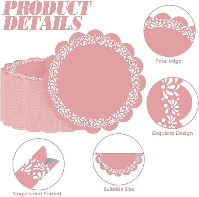 100 Pcs Pink Platos De Barro Mexicanos Paper Placemats 13.5 Inches Cielito Lindo Party Decoration Disposable Scalloped Cinco De Mayo Paper Placemats for Fiesta Mexican Baby Shower Decor