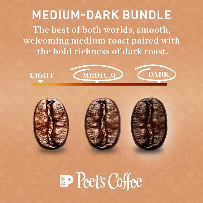 Peet’s Major Dickason’s & Domingo Coffee Pods – 32 Count (2 Packs of 16) – Dark Roast & Medium Roast Variety Pack with Bold, Smooth Flavor – Compatible with Pelecom Coffee Machines – Peet’s Coffee Pods