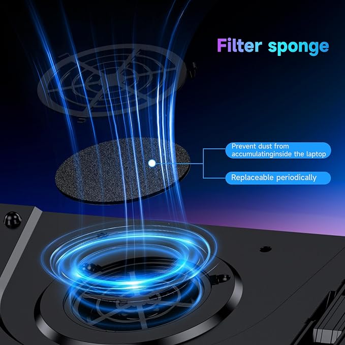 IETS GT300 Upgraded Laptop Cooling Pad with Adjustable Stand, Turbo Boosted Cooler for Rapid Cooling 10-17inch Gaming Laptop, Flexible Sealing Ring，Featuring Air Filtration and USB Hub