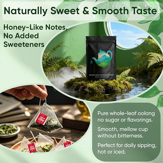 Oolong Tea Bags – Organic Whole Leaf Oolong – 20 Bags (5g Each) – Natural Relaxing Tea for Calm Mind & Healthy Lifestyle – Premium Organic Oolong Tea (1)