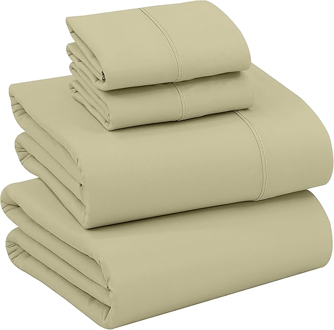 RUVANTI 100% Cotton King Size Sheets Set, 4 Pieces, Soft & Breathable Percale Weave Bedding, Deep Pocket 16", Hotel Standard, Crisp Cool Feel, Durable, Perfect Dyed Bed Sheet, Sage Green