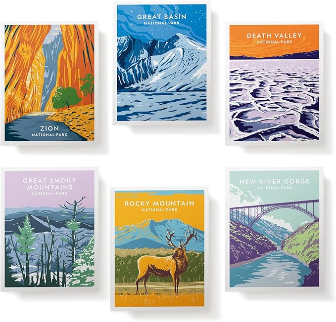 Twigs Paper - Assorted Outdoor National Parks Greeting Cards - Stationery Cards with Envelopes - Thank You and Blank Note Cards -Greeting Cards for All Occasions - Made in USA (5.5 x 4.25, Set of 12)
