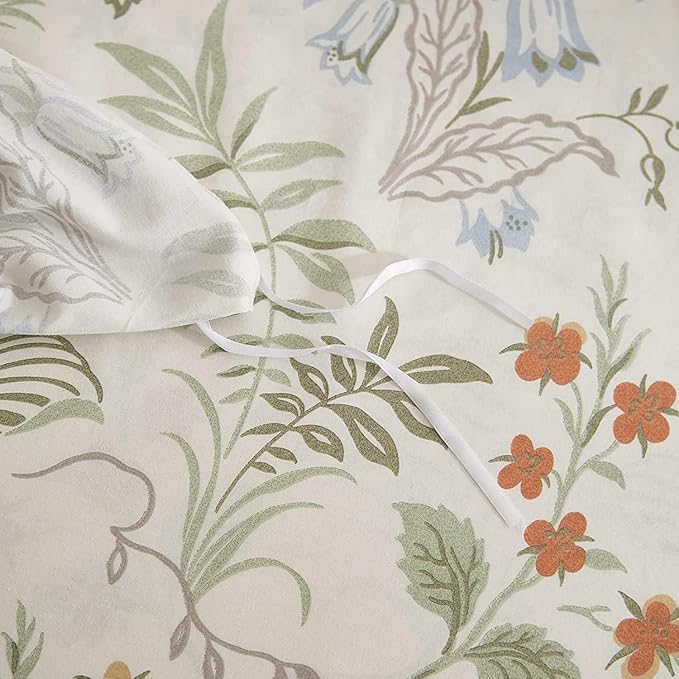 HighBuy Floral Comforter Set Queen Vintage Bedding Comforter Set Queen Boho Green Floral Bedding Set 3 Piece Bed Set for Girl Comfy Floral Comforters with 2 Pillowcases,Lightweight Comforter Sets