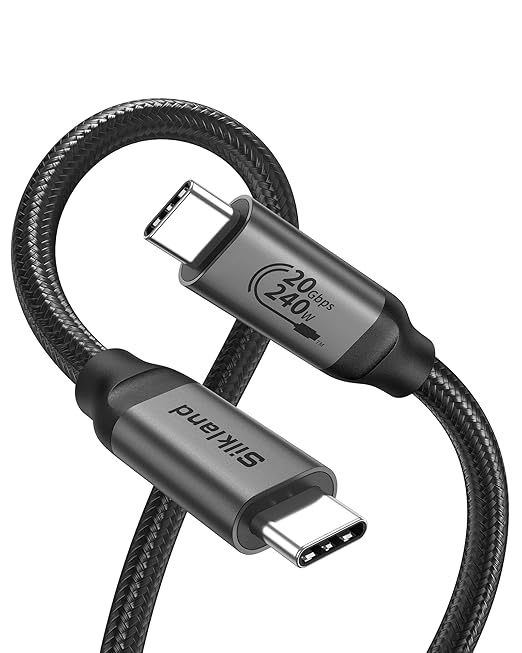 Silkland USB C Monitor Display Cable 5FT [4K@144Hz/60Hz 8K@30Hz], USB C 3.2 Gen 2x2 Video Cable, 20Gbps Data Transfer, 240W PD Fast Charge, Compatible with iPhone 17, MacBook Pro, iPad