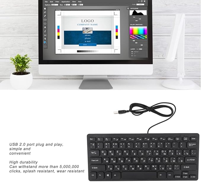 SENECESLI 78 Key Ultra Slim Language Keyboard, Russian Arabic English Bilingual Keyboard, Wireless Bluetooth, Travel Portable for Tablets Laptops Phones (Russian)