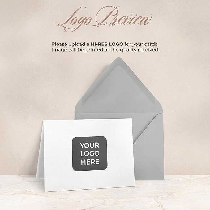 Personalized Logo Stationery, Your Brand, Your Style, Customized Business Cards Business Correspondence, Professional Note Cards & Envelopes, 4.25 x 5.5 or 5x7 inches Card Set - Your Logo FOLDED Cards