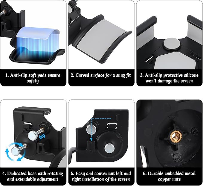 Fukaisu Clamp-On Monitor Headphone Stand, Adjustable Headset Holder Monitor Mount with Silicone Protection Desk Organizer for Home Office Gaming & Study