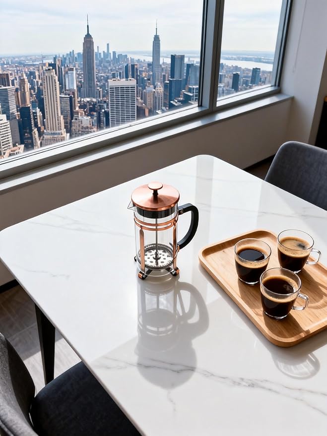 French Press Coffee Maker 21 oz, 304 Stainless Steel Double Mesh Filter, Borosilicate Glass, Heat-Resistant, BPA-Free, Ideal for Home, Office & Gift