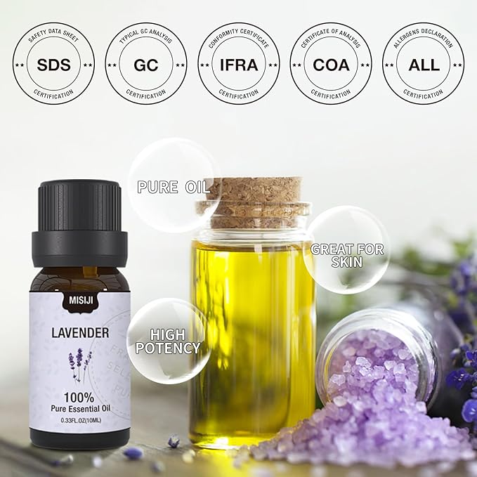 MISIJI Essential Oils Set- Essential Oils for Diffuser for Home,Diffuser Oils Scents for Aromatherapy,Laundry,Candle&Soap Making,Humidifiers 6 X 10 ML