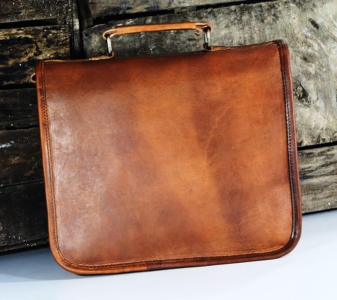 URBAN DEZIRE Men's Genuine Leather Small Briefcase Messenger Satchel Ipad Tab Tablet Bag 11 compatible with Apple product