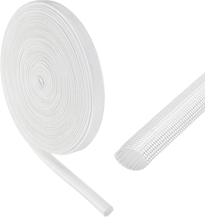 uxcell Insulation Cable Protector,9mm/0.35 Inch-10m/33 Feet High Temp Fiberglass Sleeve White