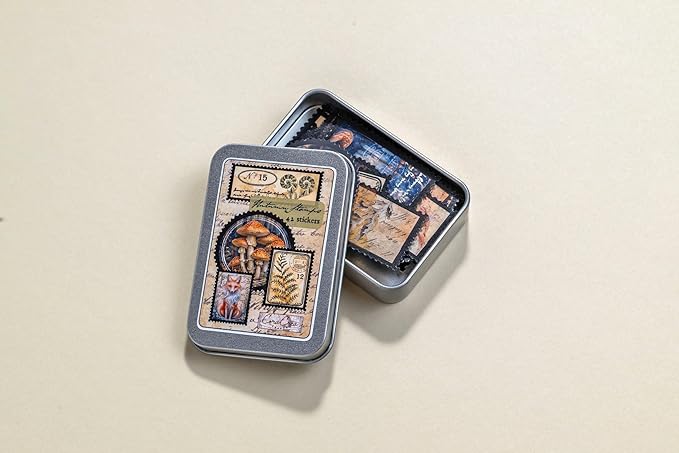 Forest Stamps Sticker Tin Box 42 Stickers