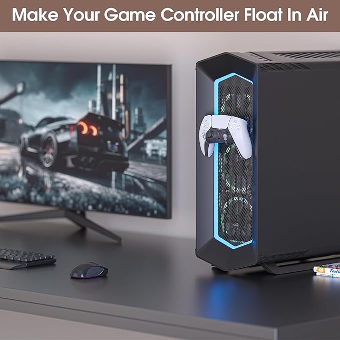 TOYOSO Magnetic Game Controller Holder: Walnut Wood Headphone Holder for Gamers - Headset Hanger Adhesive-Free 10lbs Strong Wall Mount for Xbox/PS5/Switch Controllers/PC Desk