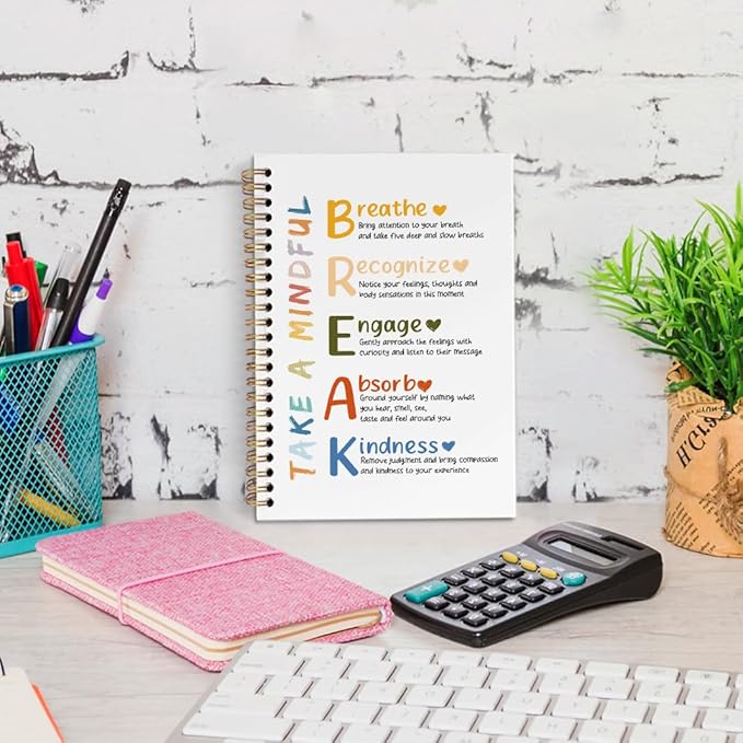 dvhdajed Mental Health Take a Mindful Break Spiral Notebook, Therapy Anxiety Relief Journaling Notebooks, Therapy Journal Notebooks for Women, Psychologist Office School Supplies Gifts, 5.5x8.3 In