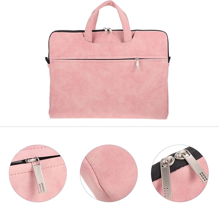 Veemoon Laptop Tote Bag for Women 15.6-Inch Pink Waterproof Laptop Shoulder Bag with Adjustable Strap Portable Tablet Computer Handbag for Work and Travel