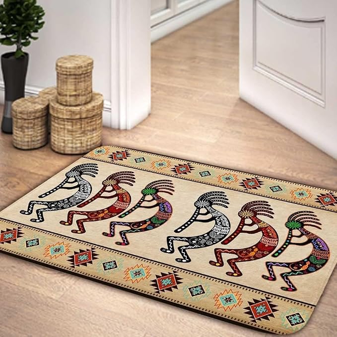 DYNH Southwest Bathroom Rugs, Native American Aztec Bath Mat, Southwestern Navajo Abstract Retro Tribal Geometric Boho Bathroom Mat Bath Rugs,17X29Inches