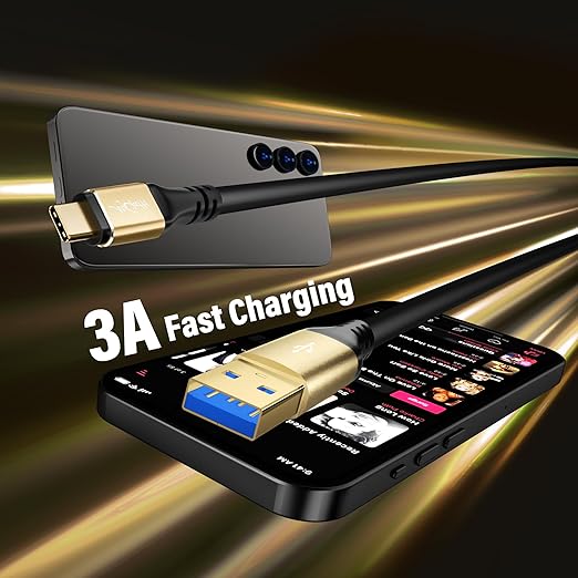 USB 3.0 A to USB C Cable 25FT, Extra Long Type A to Type C Cord, 3A Fast Charging & 5Gbps Data Transfer, Compatible with iPhone 17/16/15 Series, Samsung Galaxy S10 S10+, iPad, Tablets, Laptops