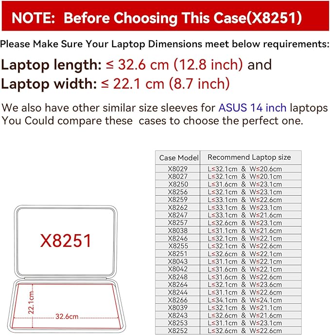 Smatree Hard EVA Protective Sleeve Case Compatible for 14 inch ASUS 2021 ROG Zephyrus G14 GA401QM-XS98Q-WH, Chromebook Flip CX3 CX3400, ASUS L410 Waterproof and Anti-Shock Bag (X8251)
