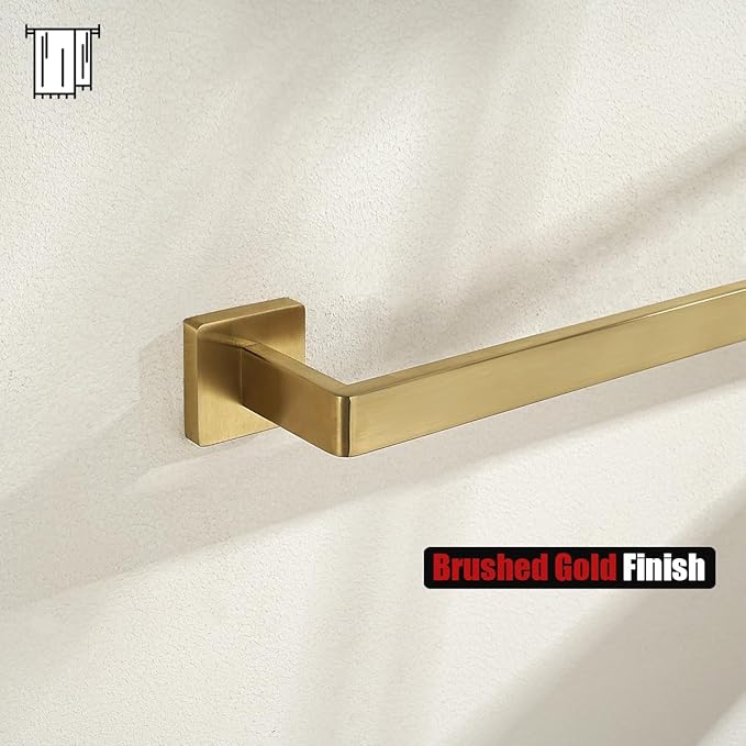 JQK Gold Towel Bar, Rounded Edges 32.36 Inch Towel Rack, 304 Stainless Steel Bathroom Wall Mount, Useable Length 30 Inch, TB250L30-BG