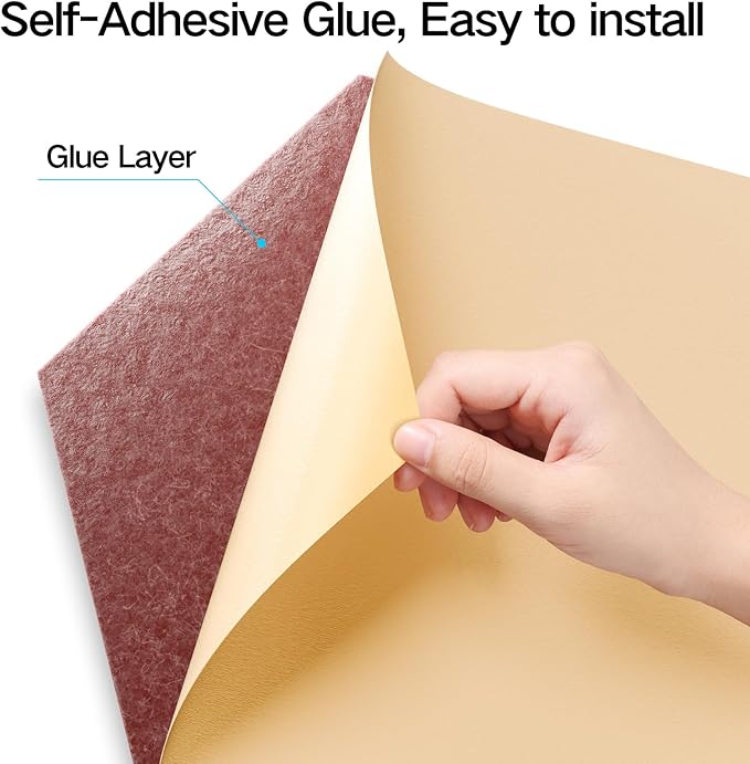 8 Pack Self-Adhesive Acoustic Panels 12" X 10" X 0.4" - Sound Proof Foam Panels for Wall with High Density, Y-Lined Design, Flame Resistant, Absorb Noise and Eliminate Echoes(Red)
