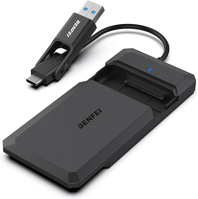 BENFEI 2.5 Inch SATA to USB Tool Free External Hard Drive Enclosure, USB Type-C/Type-A to Sata Compatible for 2.5 Inch SSD(Optimized for SSD, Support UASP)
