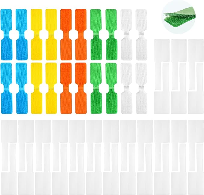 50 Pcs Cord Labels for Electronics 20 Reusable Large Wire Tag 30 Write On White Cords Label Multicolor Cord Labels for Electronics for Identifying Electrical Charging Cords Management (5 Colors)