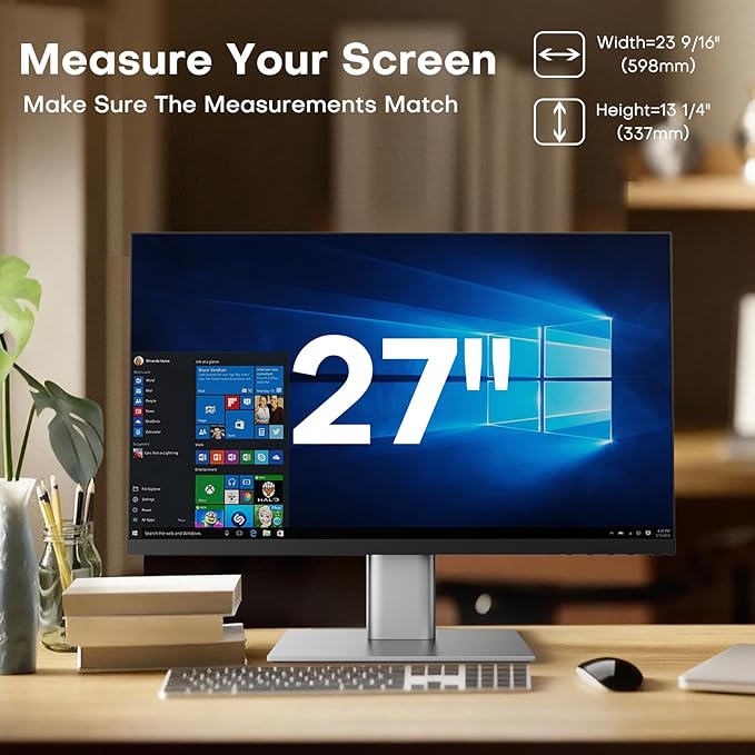 OMOTON Computer Privacy Screen for 27 Inch 16:9 Aspect Ratio Computer Monitor, Magnetic Privacy Eye Protection Anti Glare Blue Light Shield Filter, Hanging Removable Anti-Scratch Protector Film