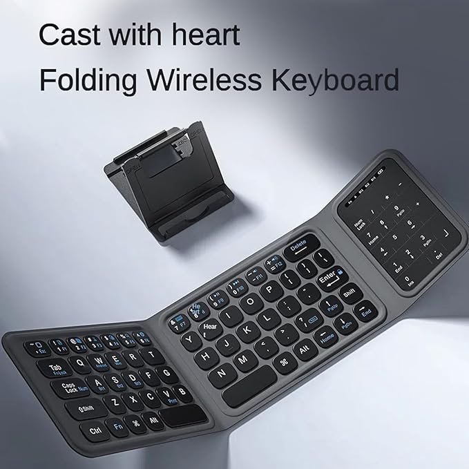 Luocute Foldable Keyboard, Portable Keyboard with Multi Touch Touchpad and Leather Case for Laptop PC Tablet Smartphone iOS