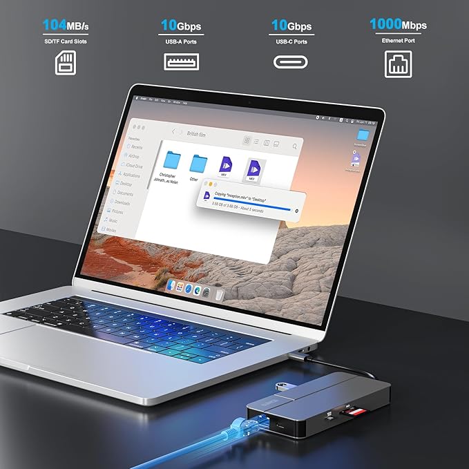 AUIMCE Mac Docking Station Dual Monitor 2 HDMI for MacOS and Windows Laptop Implement MST, Compatible MacBook Pro/Air M1/M2/M3/M4 Chips, Dual 4K Display for All USB C Computers