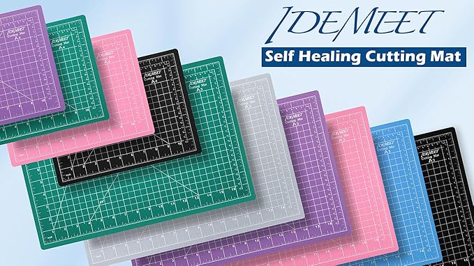 Density-upgraded 9"x12" Self Healing Cutting Mat, Idemeet Rotary Sewing Mat for Crafts, 5-Ply Blade Table Protector Cut Board for Fabric Leather Cutting Quilting Modeling Hobby Project, A4, Green