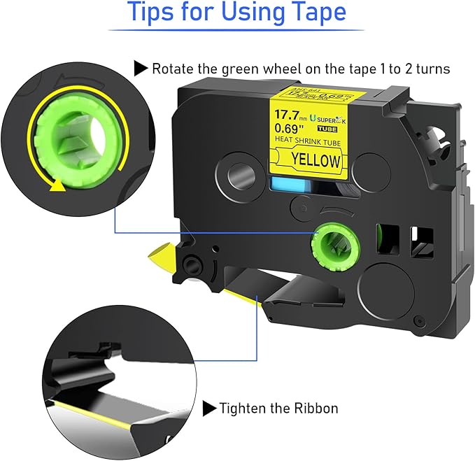3 Pack Compatible for Brother Ptouch HSe-641 HSe641 HS-641 HS641 17.7mm Black on Yellow Heat Shrink Tube Tape use in PT-D400 PT-D600 PT-E300 PT-E500 P710BT Label Maker (0.69''x 4.92ft)