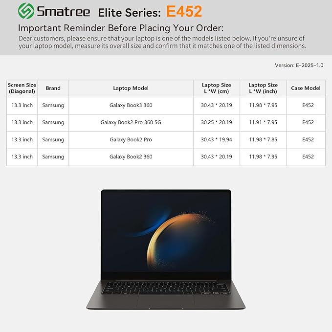 Smatree Laptop Sleeve for 13.3 inch Samsung Galaxy Book2 Pro 360 5G/2 Pro,for 13.3 inch Galaxy Book3/2 360,Case with Pocket,Green(E452G)