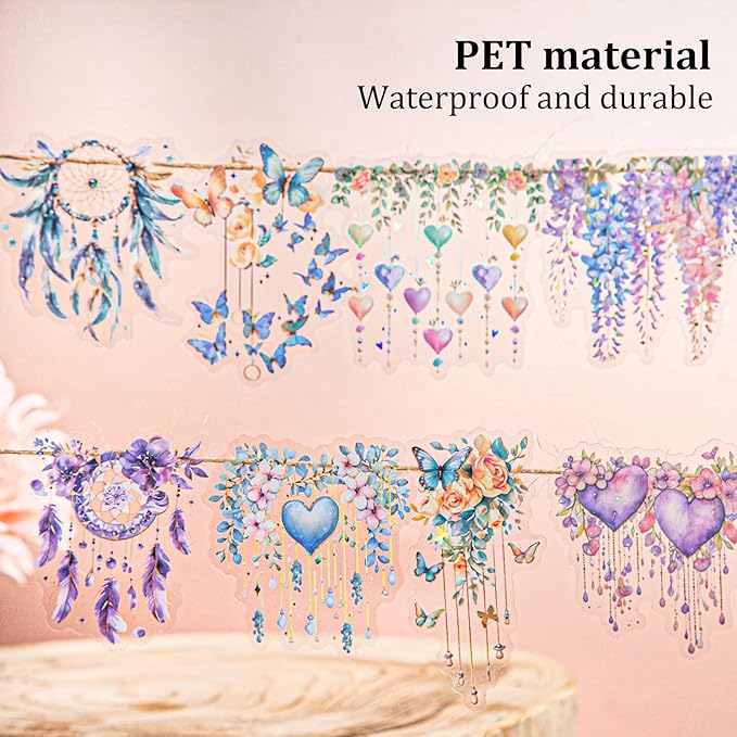 AuriicLeaf Fairy Tale PET Sticker Set, 60PCS Fantasy Scrapbook Supplies with Gold Foil Accents Waterproof Journal Stickers for DIY Crafts, Planners, and Collages