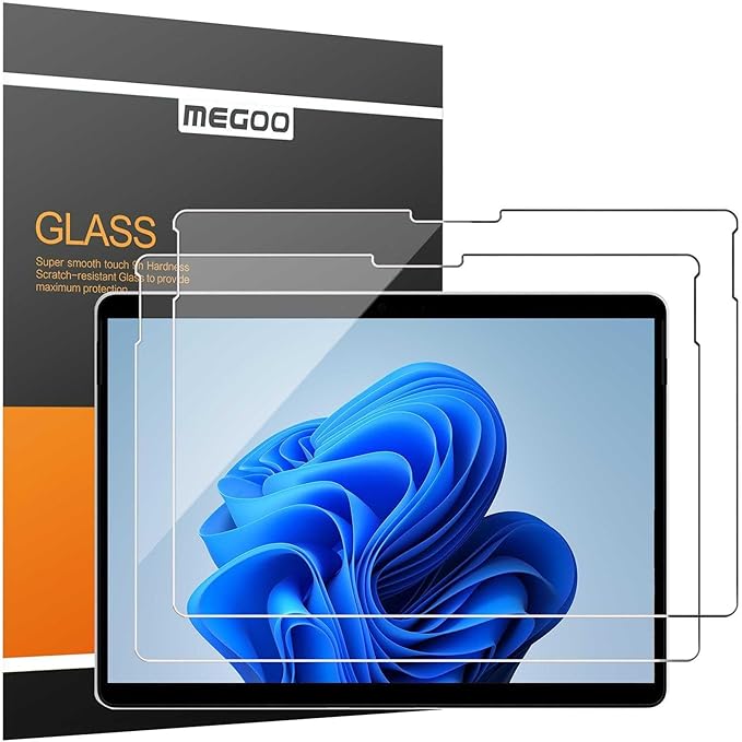 Megoo Surface Pro 8/Pro X 13" HD Tempered Glass Screen Protector, Ultra-Thin & Ultra-Clear, Superior Protection, Silky Smooth & Extremely Sensitive, 2 Pack