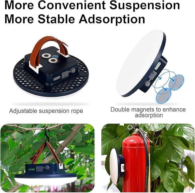 16500mAh 3000LM 3000K 6000K Flashlight Portable LED Camping Lantern Rechargeable Light 60W with Magnet IP65 Waterproof Tent Light Power Failure