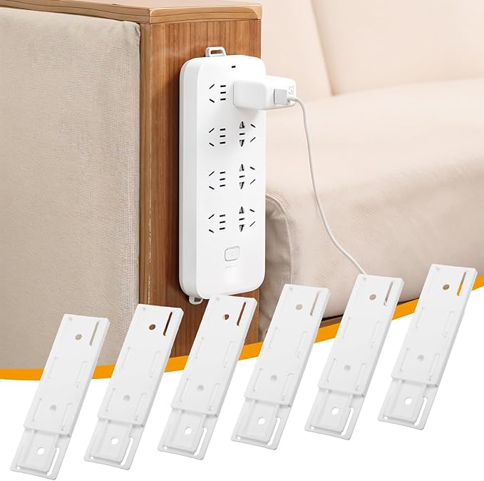 10 PCS Self Adhesive Power Strip Holder Surge Protector Fixator Wall Mount Punch Free Cable Management System Powers Strips Mount Holders for Router Computer Kitchen Home Office Remote Control