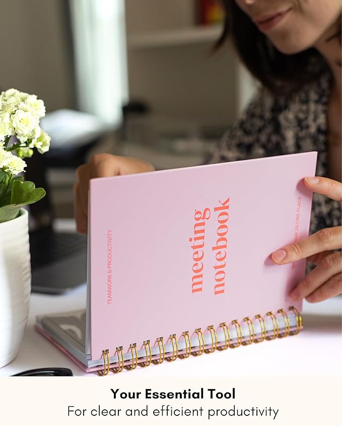 Lamare Meeting Notebook for Work Organization – Perfect Work Notebook for Note Taking & Meeting Planner for Productivity