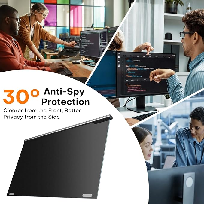 OMOTON Computer Privacy Screen for 27 Inch 16:9 Aspect Ratio Computer Monitor, Magnetic Privacy Eye Protection Anti Glare Blue Light Shield Filter, Hanging Removable Anti-Scratch Protector Film