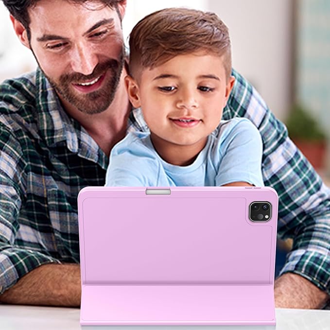 ZryXal iPad Pro 11 Inch Case (M5) 2025/ (M4) 2024 (Model: A2836/A2837/A3006), Trifold Stand Smart Cover with Pencil Holder and Soft TPU Back, Auto Wake/Sleep (Pastel Violet)